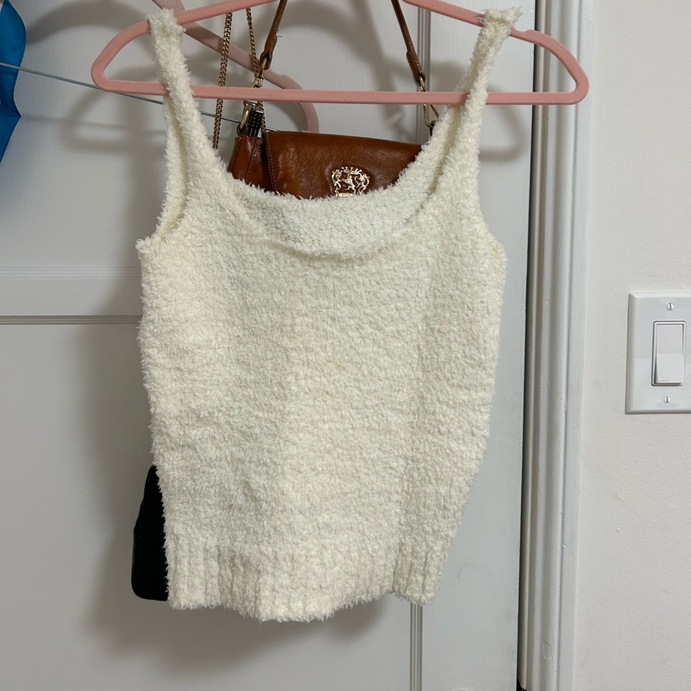Skims Cozy knit tank size medium in white/onyx
